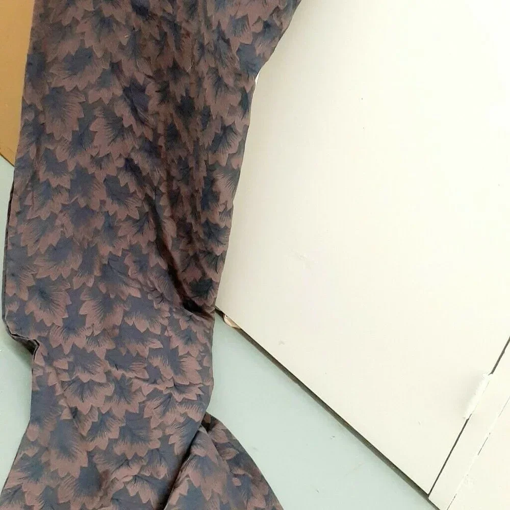 Vtg mid century STATEMENT curtain navy brown 160